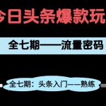 头条系列全七期项目拆解，全是干货，新手从0-1必经过程，99的人会踩的坑