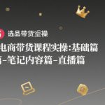 小红书电商带货课程实操：基础篇-选品篇-店铺篇-笔记内容篇-直播篇