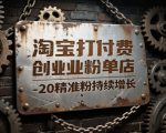 淘宝打付费创业粉单店每天稳定10-20精准粉持续增长【揭秘】