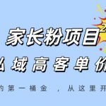 家长粉项目，一个可以长期变现暴利项目，私域高客单价，轻松完成你的人生第一桶金