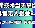 2025六月最新抖音无人撸金8.0.最新技术当天拿结果，单日1k+ 有手就行【揭秘】