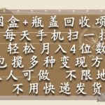 烟盒瓶盖回收项目，每天手机扫一扫，轻松月入4位数，人人可做，不限地区，不用快递【揭秘】