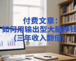 付费文章：如何用输出型大脑挣钱(三年收入翻倍)