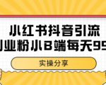 小红书抖音创业粉，小B端粉自热，日引99+的一个玩法【揭秘】