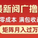 最新阅广撸金项目，零成本满包收益，可矩阵操作，月入过1W【揭秘】