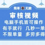 审核视频，电脑手机皆可操作，有手就行，几秒一单，不限单量，多劳多得【揭秘】