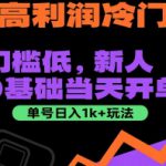 闲鱼高利润冷门赛道：门槛低，新人0基础当天开单，单号日入1k+玩法【揭秘】