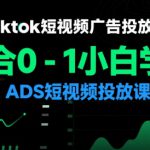 Tiktok短视频广告投放，适合0-1小白学习ADS短视频投放课
