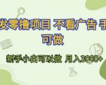 首发零撸项目 不看广告 手机可做 新手小白可以做  月入3k+【揭秘】