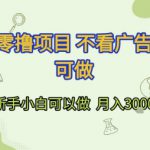 首发零撸项目 不看广告 手机可做 新手小白可以做  月入3k+【揭秘】