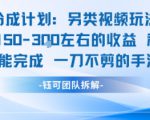 视频号分成另类视频玩法单号每天固定150左右的收益利用AI就能完成一刀不剪的手法