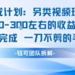 视频号分成另类视频玩法单号每天固定150左右的收益利用AI就能完成一刀不剪的手法