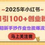 2025年小红书日引100+创业粉？这招新手抄作业也能爆流量！