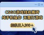 CSGO游戏挂G搬砖，小白纯手机即可操作，不用电脑打游戏，日入3张+，副业网创项目【揭秘】