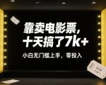 靠卖电影票，十天搞了7k+，小白无门槛上手，零投入【揭秘】