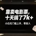 靠卖电影票，十天搞了7k+，小白无门槛上手，零投入【揭秘】