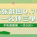 两张截图0.7元，一分钟三单，接单无上限，一部手机就能做，一天5张【揭秘】