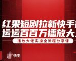 红果短剧拉新快手搬运百万播放大佬实操全流程分享课