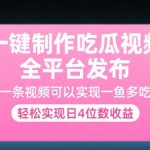 一键制作吃瓜视频，全平台发布，一条视频可以实现一鱼多吃，轻松实现日4位数收益【揭秘】
