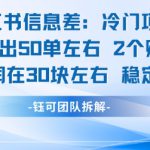 小红书信息差冷门项目一单利润30块每天稳定1.5k左右2个账号操作