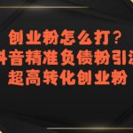 创业粉怎么打？抖音精准负债粉引流，超高转化创业粉