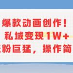 爆款动画创作！私域变现1W+涨粉巨猛，操作简单