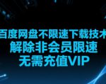 百度网盘不限速下载技术，解除非会员限速，无需充值VIP