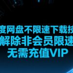 百度网盘不限速下载技术，解除非会员限速，无需充值VIP