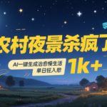 农村夜景杀疯了！AI一键生成治愈系慢生活，单日狂入1k+