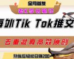 海外tiktok小说推文暴力项目，高停留率，高转化率，上手后一天搞顿饭钱不是问题
