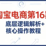 淘宝电商第16期，底层逻辑解析+核心操作教程，运营、推广提升能力的必学课程+配套资料