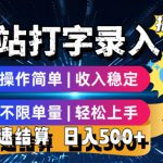 网站打字录入搞钱，0成本，操作简单，收入稳定，不限单量，轻松上手，快速结算，日入5张【揭秘】