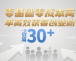 零基础零成本简单高效获客创业粉，一天引流30+