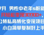 25年7月男性中老年s粉新玩法，月轻松变现3W+，公转私高转化变现项目，小白简单复制好上手