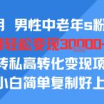 25年7月男性中老年s粉新玩法，月轻松变现3W+，公转私高转化变现项目，小白简单复制好上手