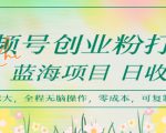 视频号创业粉打法，日入1k，蓝海项目，市场需求大，全程无脑操作，可复制