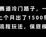 中老年赛道冷门路子，一单788，上个月出了1500单，全流程玩法，保底模式【揭秘】