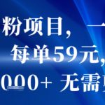 抖音男粉项目，一部手机搞定，每单59米，当天变现1k+  无需剪辑