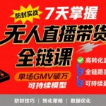 无人直播带货全链防封实战课，7天掌握高转化直播技术，实现单场GMV破万可持续模型