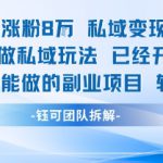 单条视频私域变现4.9k+利用AI做私域玩法 已经开始火热0基础也能做的副业项目轻松上手