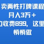 卖两性打牌课程，月入3W+外边收费899的课程，这里0元，悄悄做