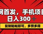 手机项目，日入3张+，复制黏贴即可，可矩阵操作，动手不动脑【揭秘】
