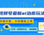 视频号分成最新ai治愈玩法，5分钟一条爆款，日入多张，小白也能轻松上手