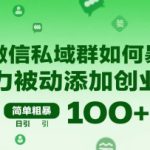 微信私域群如何暴力被动添加创业粉，简单粗暴，日引100+
