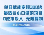 单日就能变现3张最适合小白做的项目0成本投入 无限复制