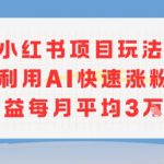 小红书商单项目新玩法，利用AI快速涨粉收益每月平均3W