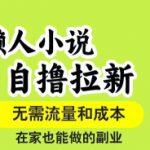 懒人小说自撸拉新，无需流量，一个账号一条作品就可以打爆收益，在家也能轻松做的副业【揭秘】