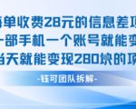 每单收费28米的项目单日能变现280左右 一部手机一个账号就能变现