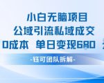 小白无脑项目公域引流私域成交0成本单日变现680米