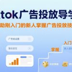 Tiktok广告投放导学课，帮助刚入门的新人掌握广告投放技巧
